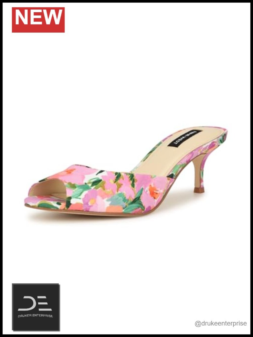 Nine West Luvlie Kitten Heel Sandals Peep Toe Slip On Womens Size